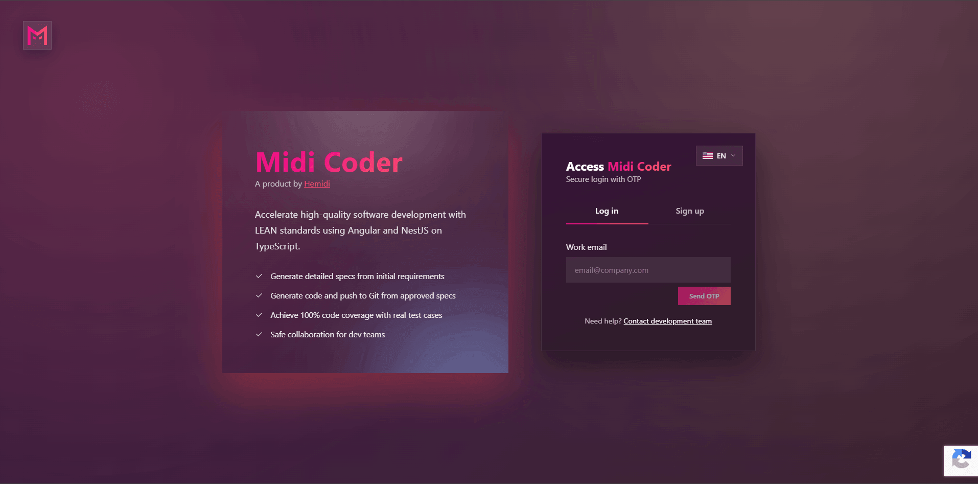 Ảnh bước đăng nhập vào Midi Coder