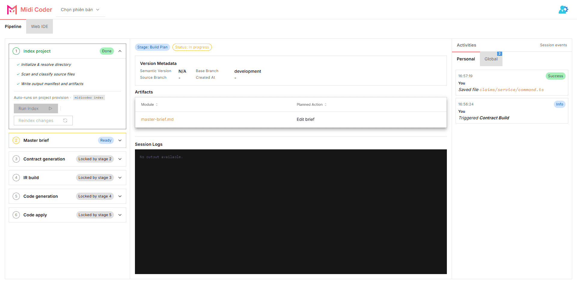 Ảnh bước mở workspace của Midi Coder